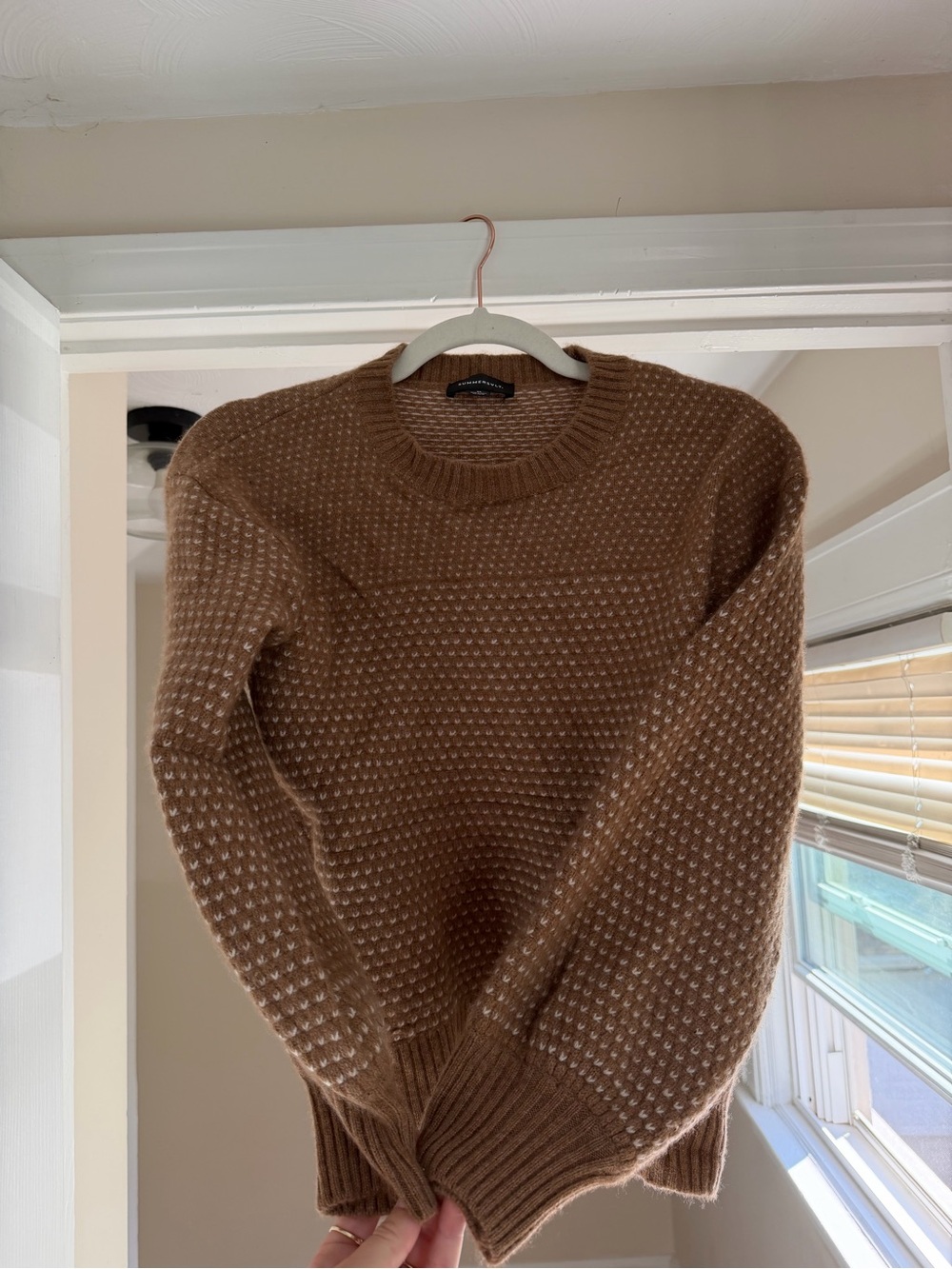 Summersalt Tan Brown Knit Wool Cashmere Blend Crewneck Sweater XS